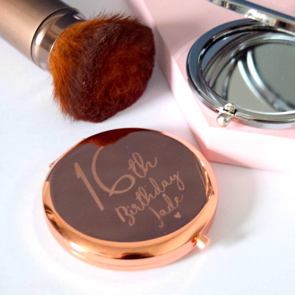 Personalised Engraved Birthday Compact Mirror