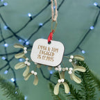 Personalised Metal Mistletoe Engagement Bauble