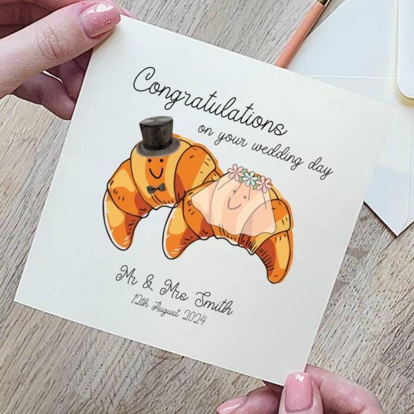 Personalised Croissant Wedding Card