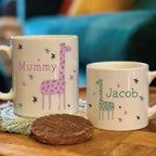 Personalised Mum And Me Matching Giraffe Mugs