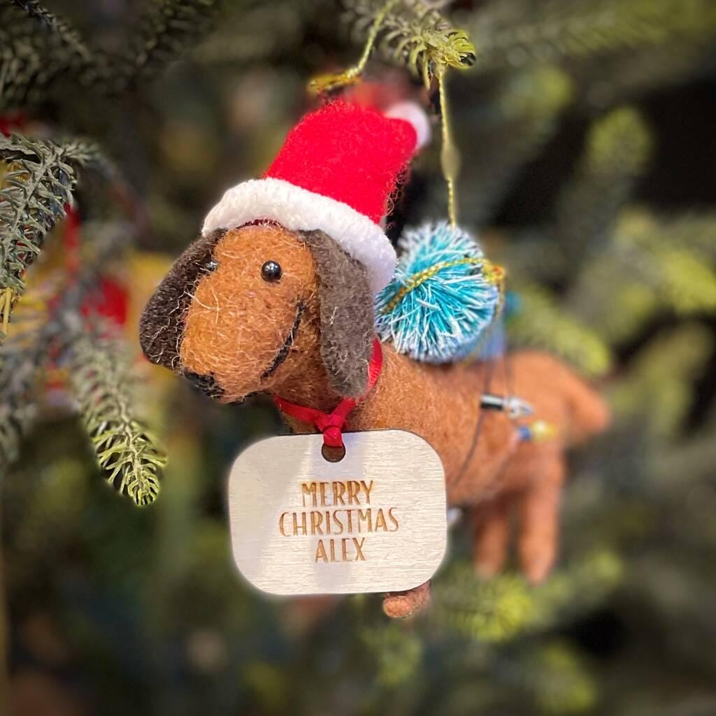 Personalised Sausage Dog Christmas Decoration