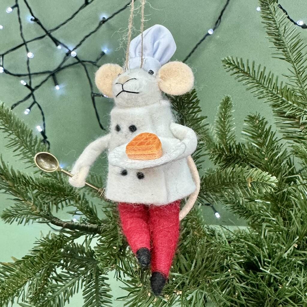 Personalised Felt Waffle Chef Christmas Decoration