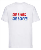 She Shots She Scores England Football T Shirt