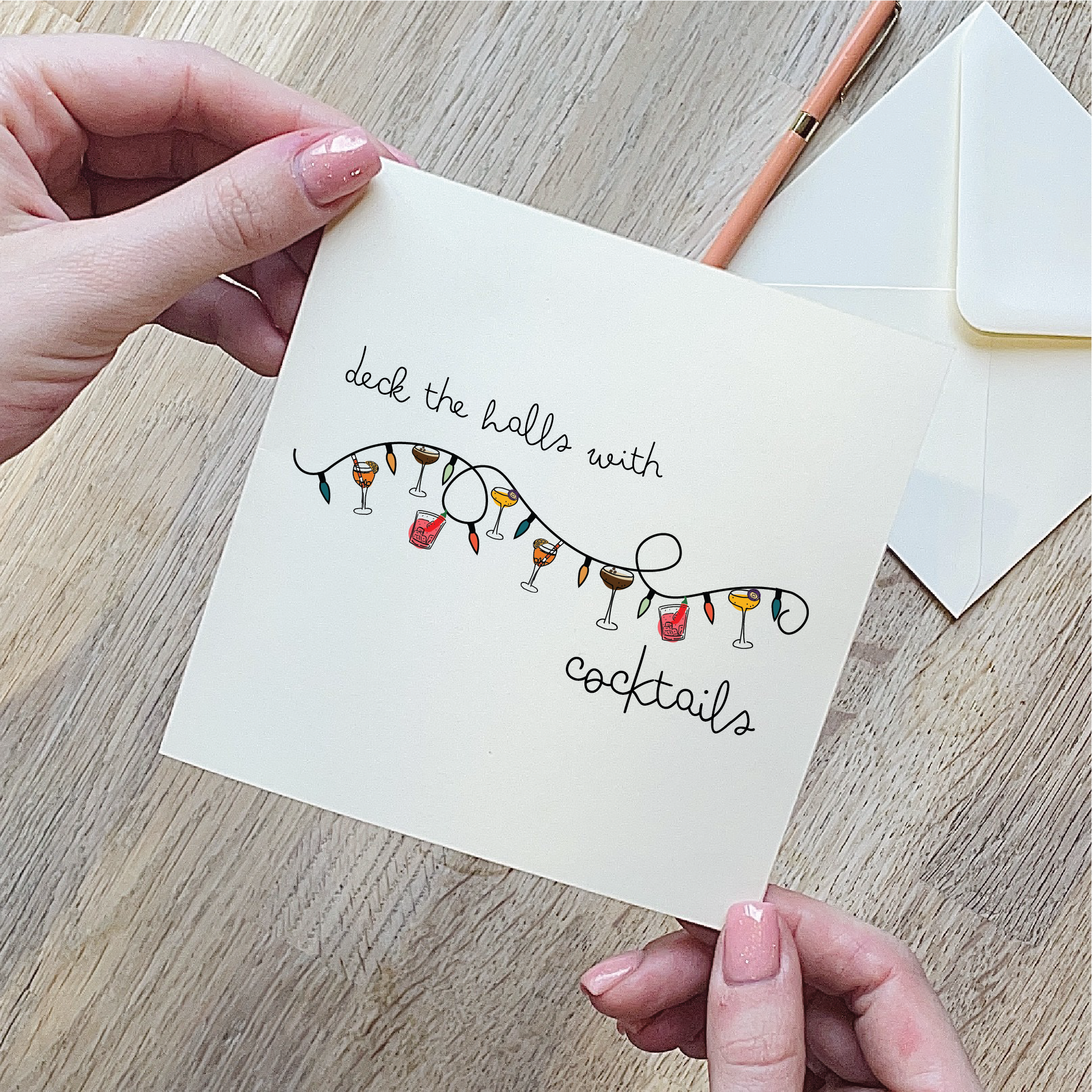 Deck the halls with Cocktails Christmas Card