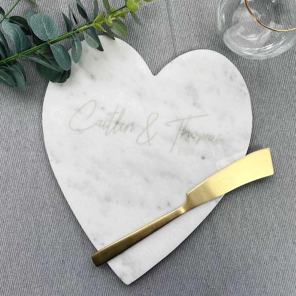 Personalised Heart Shaped Marble Serving Platter