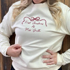 Embroidered Personalised First Christmas As A Mrs Jumper