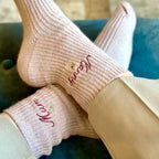 Personalised Cashmere Socks With Flower