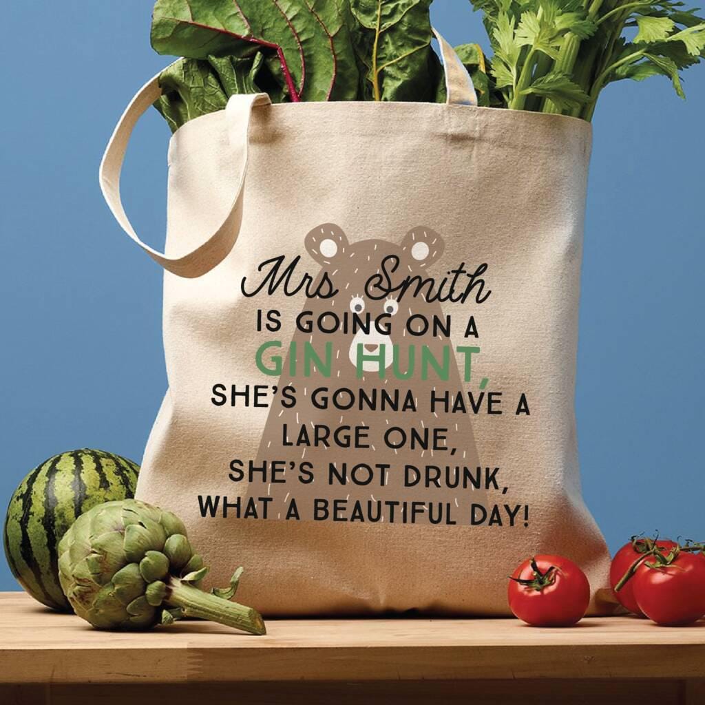 Personalised Colourful Teacher's Bear Hunt Tote Bag