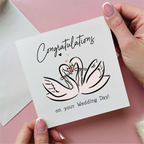 Swan Congratulations on your wedding card