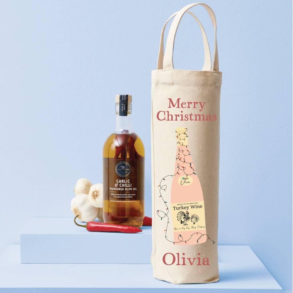 Personalised Turkey Wine Chicken Wine Christmas Bottle Bag