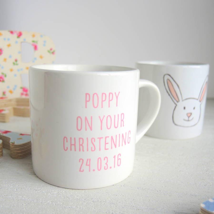 Personalised Children's Christening Bunny Mug