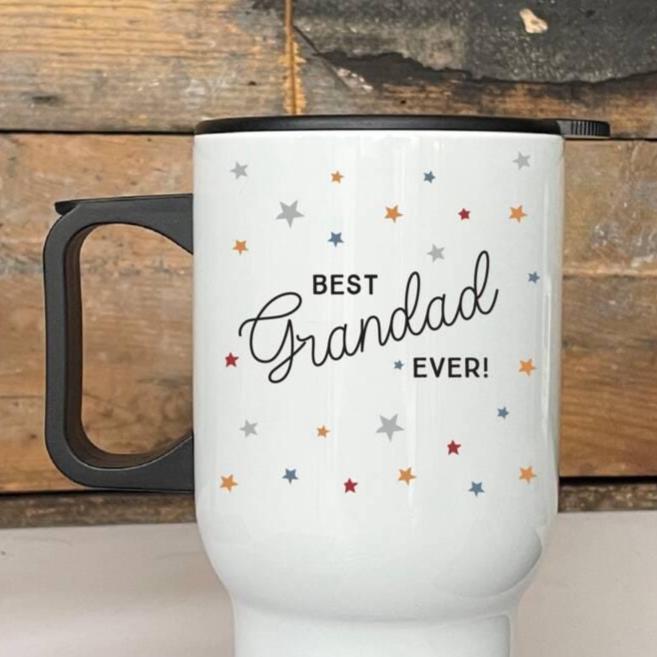Personalized Grandad Travel Mug: Scattered Star Stainless Steel