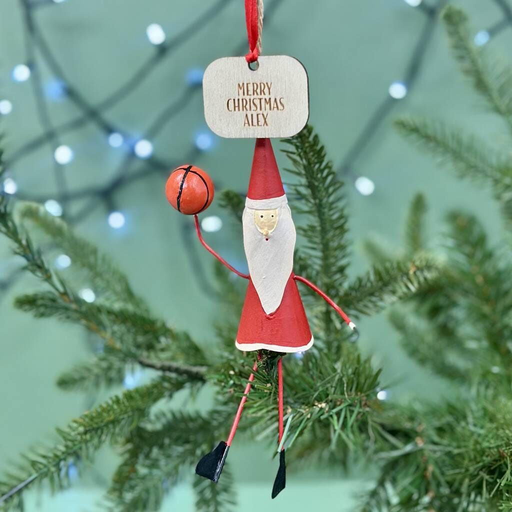 Personalised Santa Basketball Christmas Bauble
