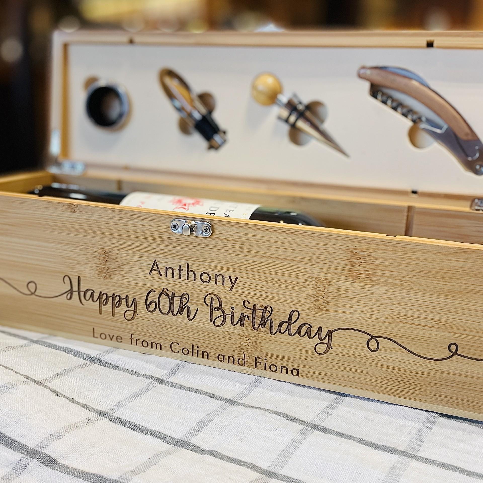 Personalised 60th Birthday Wine Bottle Gift Set