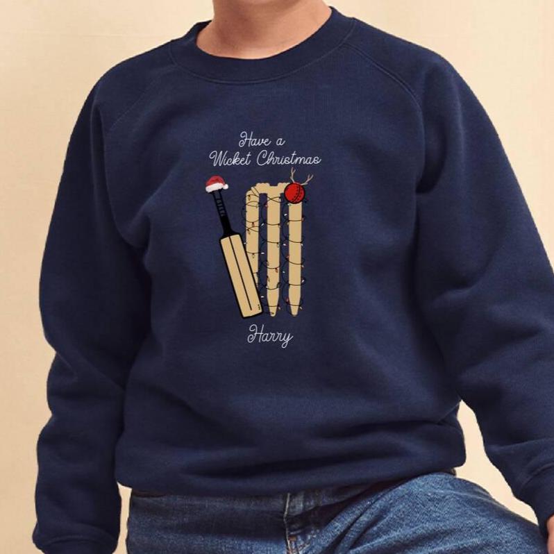 Personalised Kids Christmas Cricket Jumper
