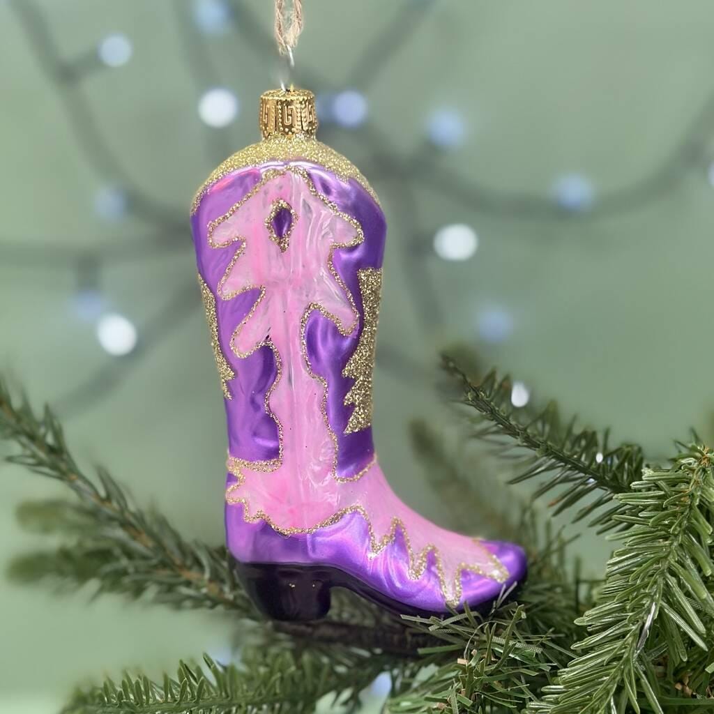 Personalised Glass Cowboy Boot Bauble