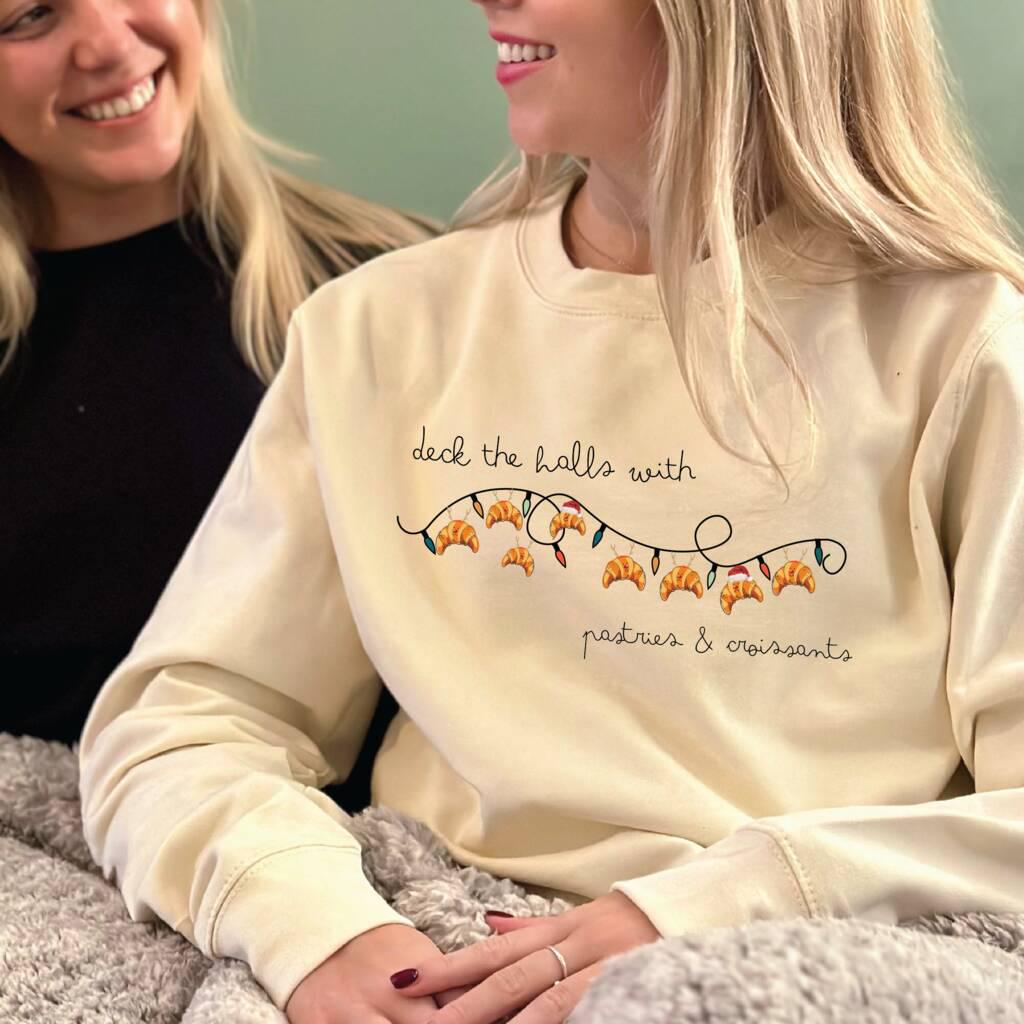 Deck The Halls With Croissants Christmas Jumper