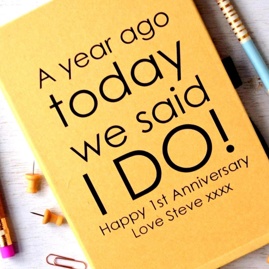 Personalised First Anniversary Paper Notebook