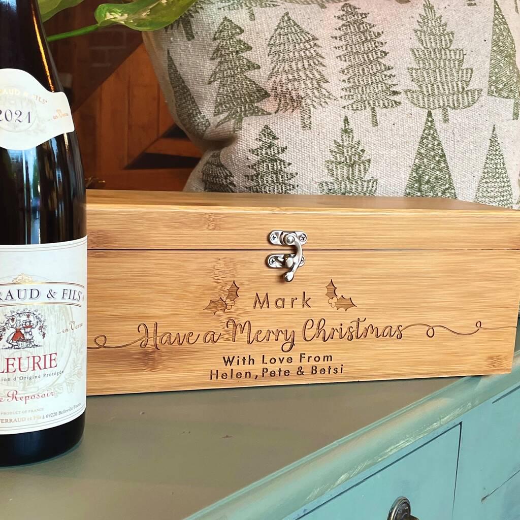Personalised Merry Christmas Wine Bottle Gift Set