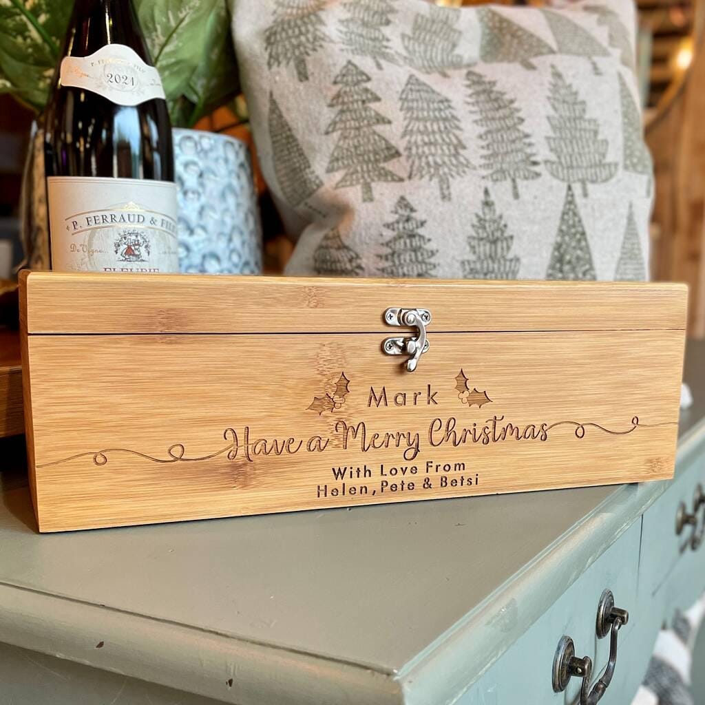 Personalised Merry Christmas Wine Bottle Gift Set