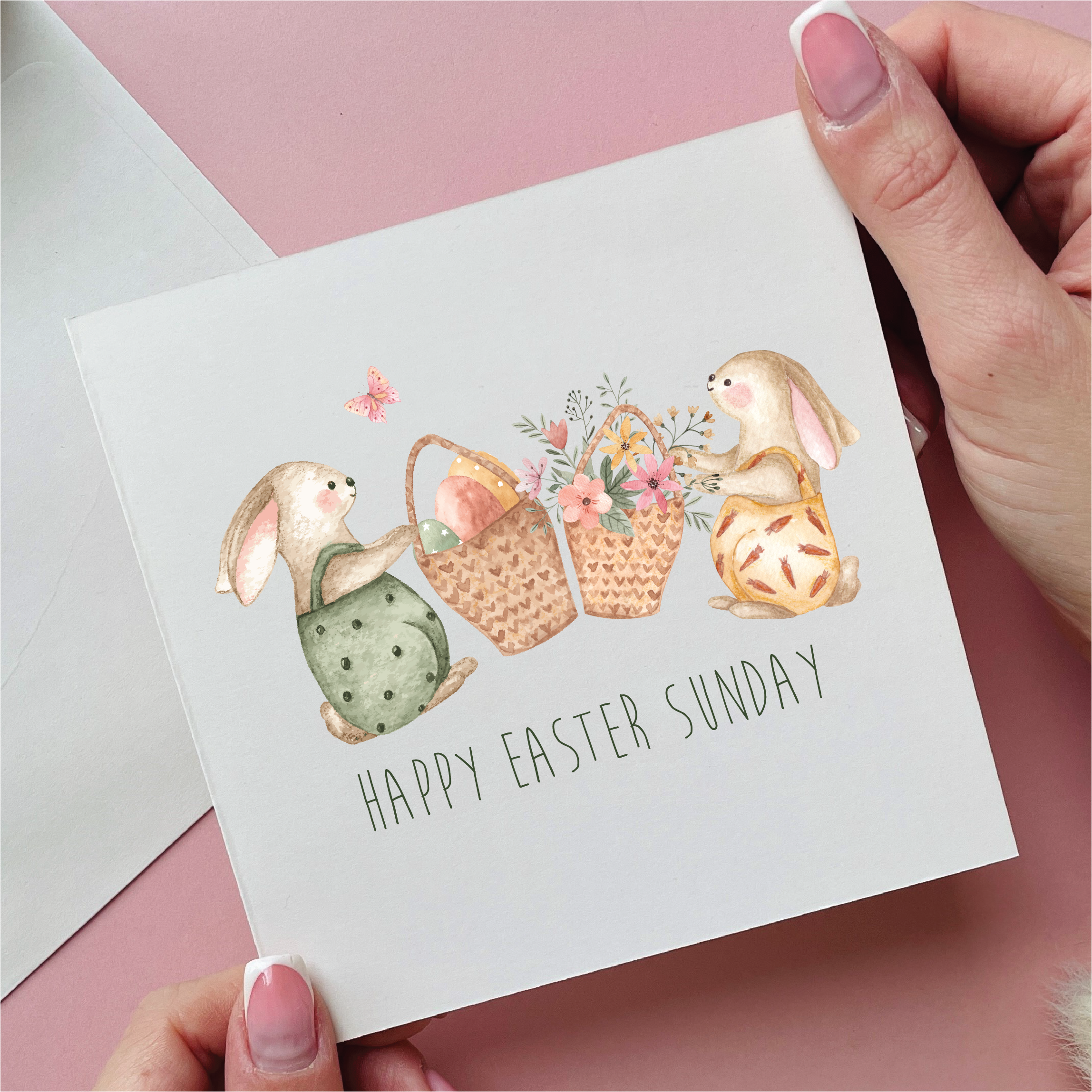 Two Bunnies Happy Easter Sunday Card