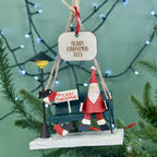 Personalised Santa On A Park Bench Christmas Bauble