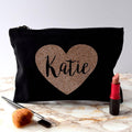 Personalised Sparkly Rose Gold Heart Make Up Bag