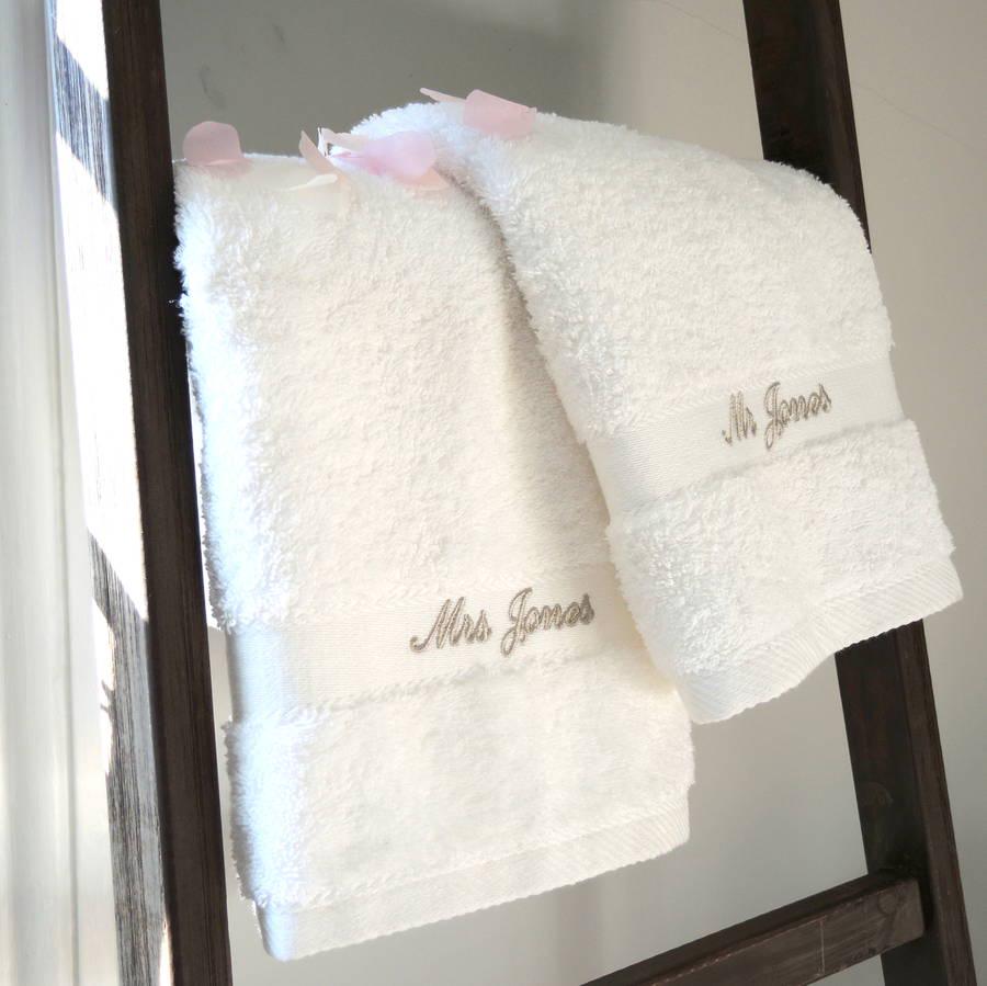 Personalised Mr And Mrs Wedding Towels
