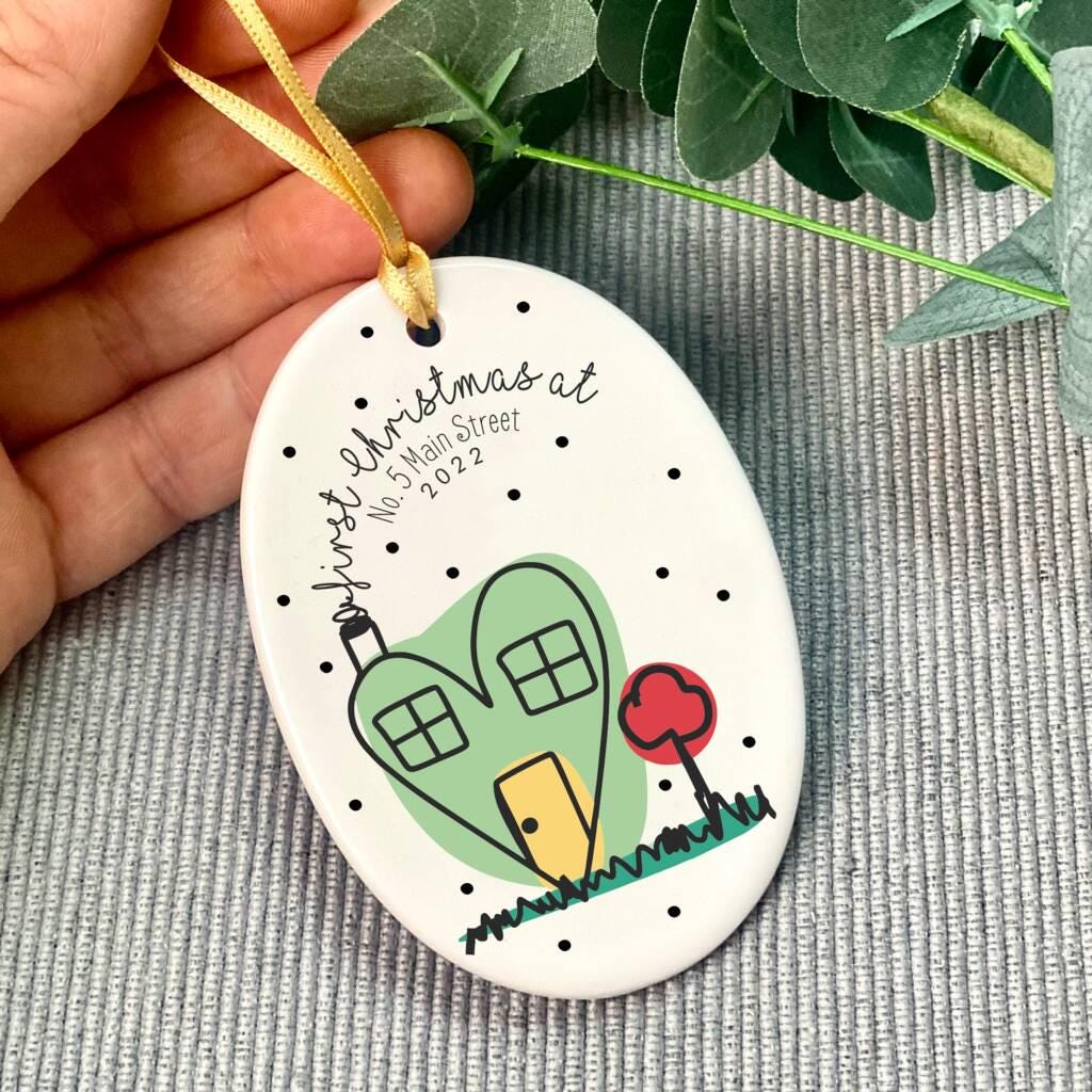 Personalised First Christmas New Home Oval Decoration