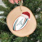 Personalised Rugby Ball Wooden Christmas Bauble