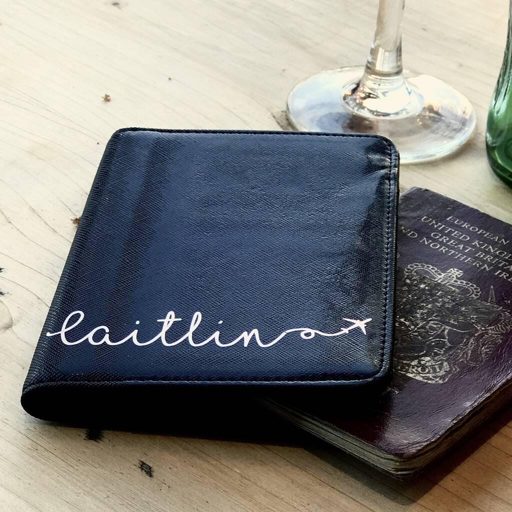 Personalised Aeroplane Swirl Passport Cover