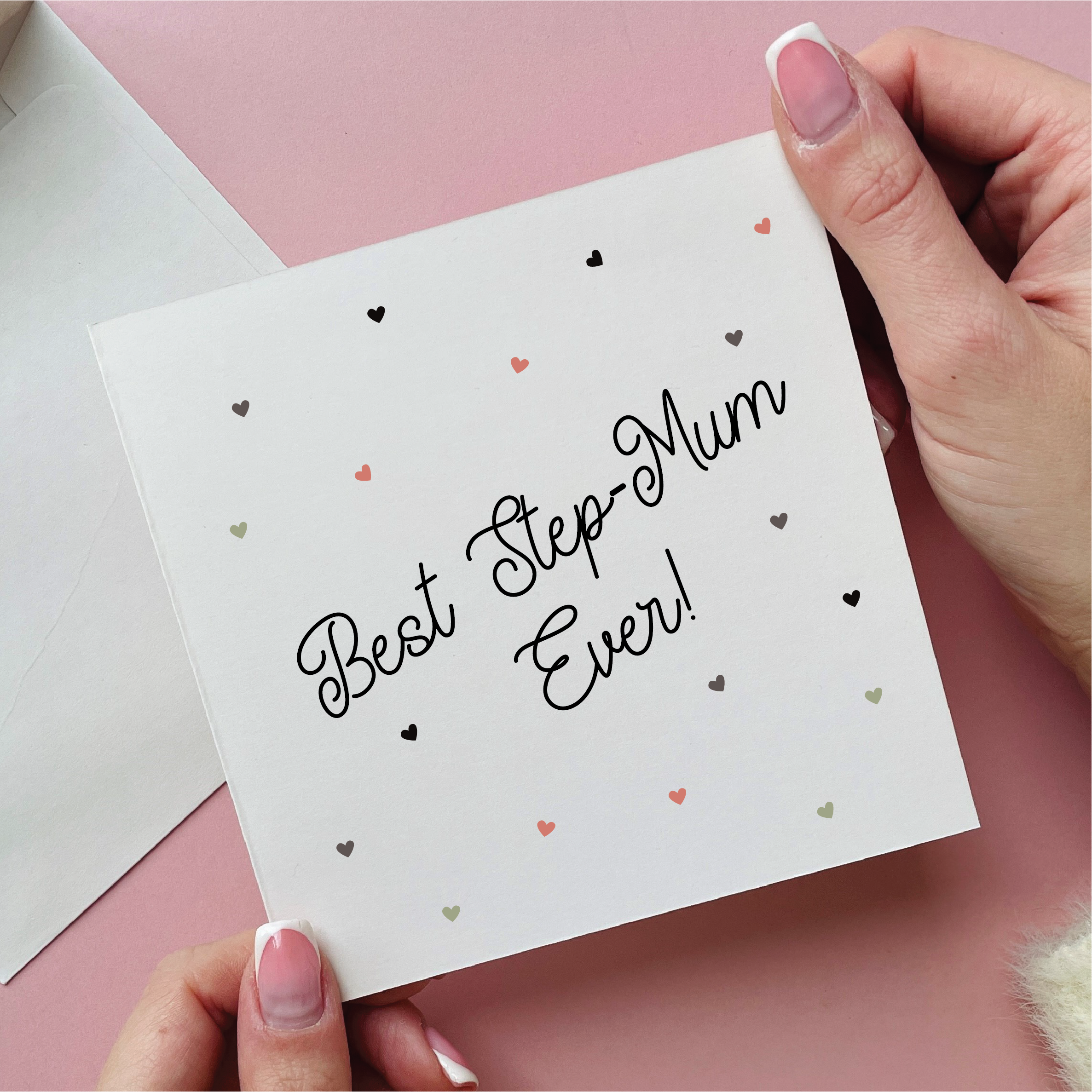 Best Step Mum Ever Hearts Card