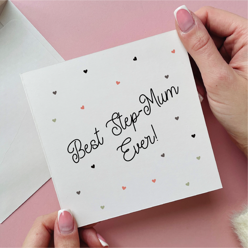 Best Step Mum Ever Hearts Card