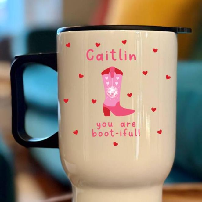 Personalised Bootiful Cowgirl Travel Mug