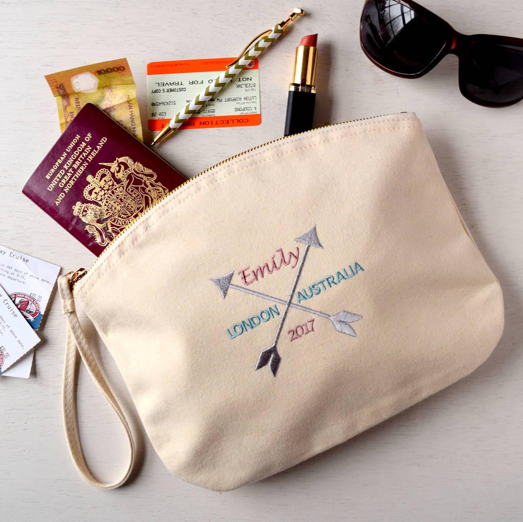 Personalised Embroidered Travel Pouch