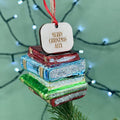 Personalised Stack Of Books Bauble For Reader