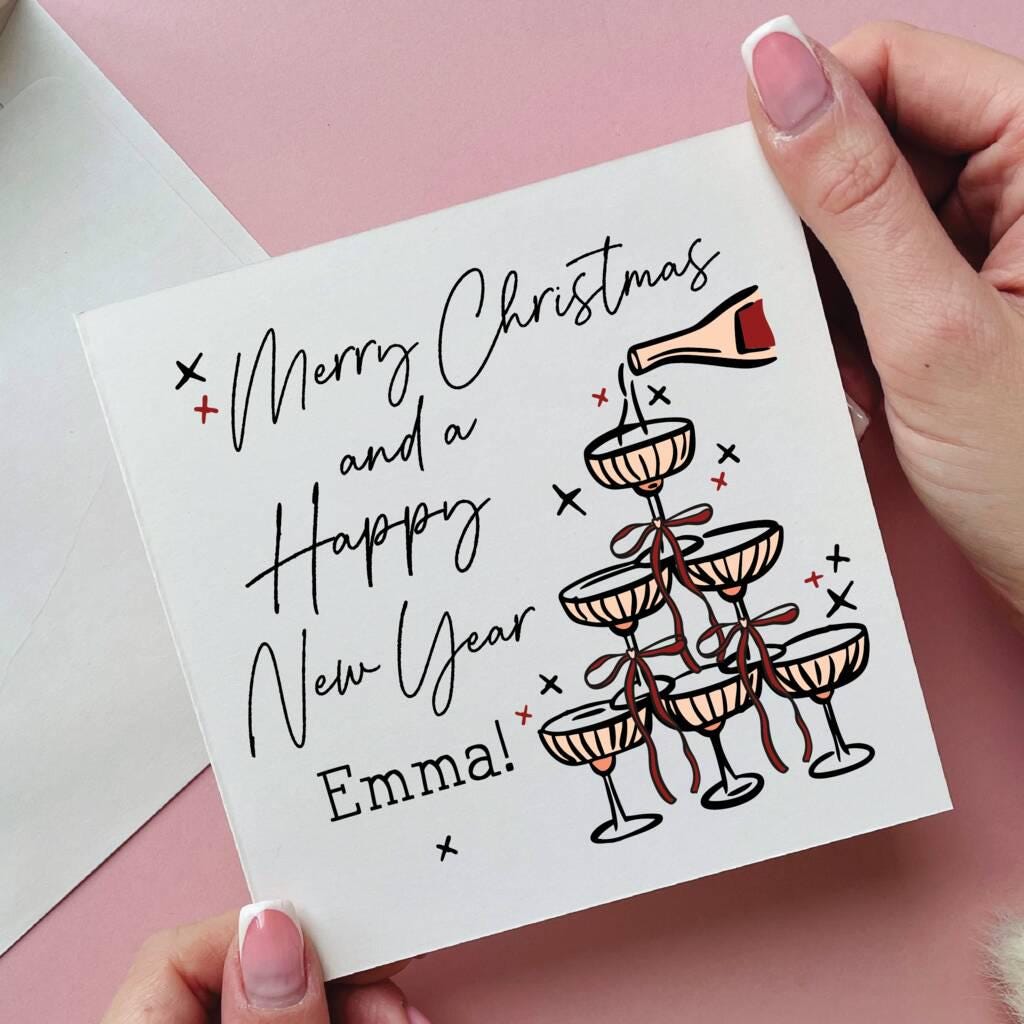 Champagne Tower Personalised Christmas Card