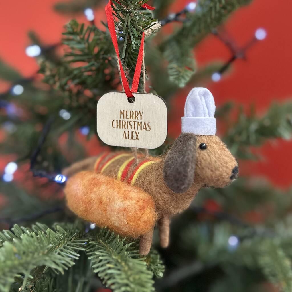 Personalised Hot Sausage Dog Christmas Decoration