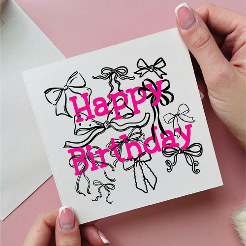 Bows Happy Birthday Card