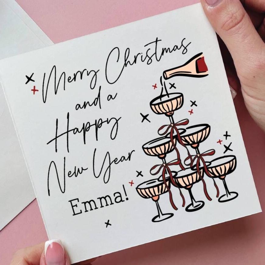Champagne Tower Personalised Christmas Card