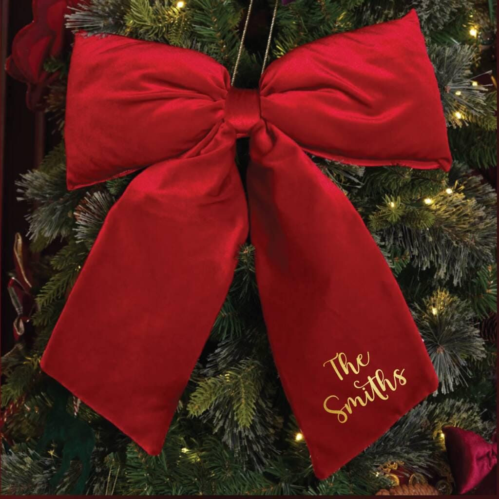 Personalised Big Red Bow Christmas Decoration