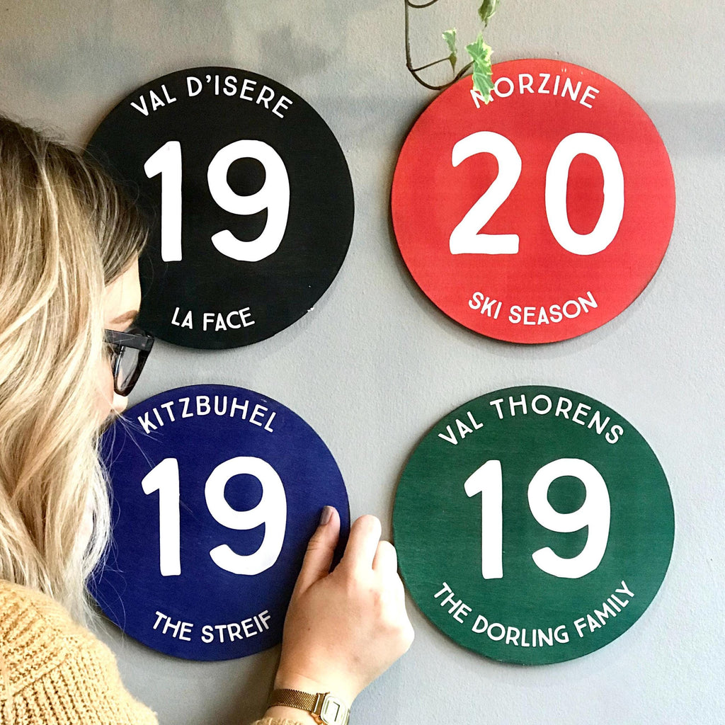 Personalised Ski Piste Sign: Custom Ski Resort Wood Decor