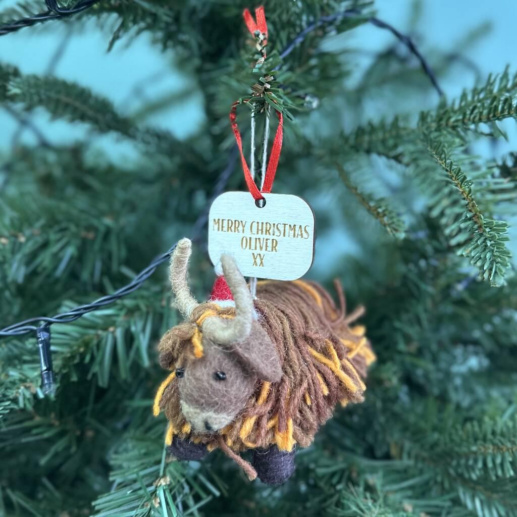 Personalised Highland Cow Christmas Bauble