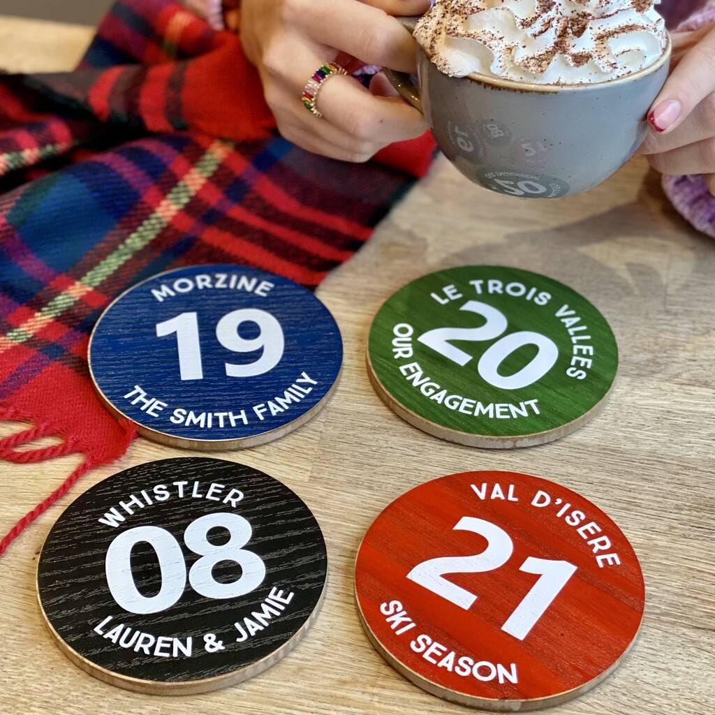 Personalised Ski Resort Piste Marker Coaster