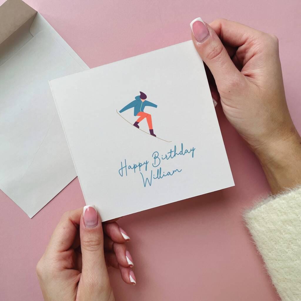 Personalised Snowboarding Birthday Card
