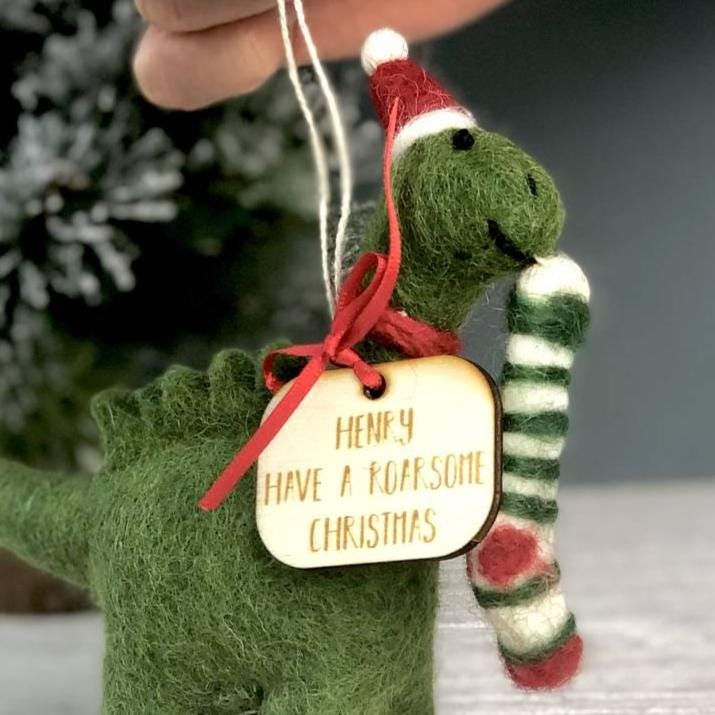 Personalised Felt Dinosaur Christmas Decoration