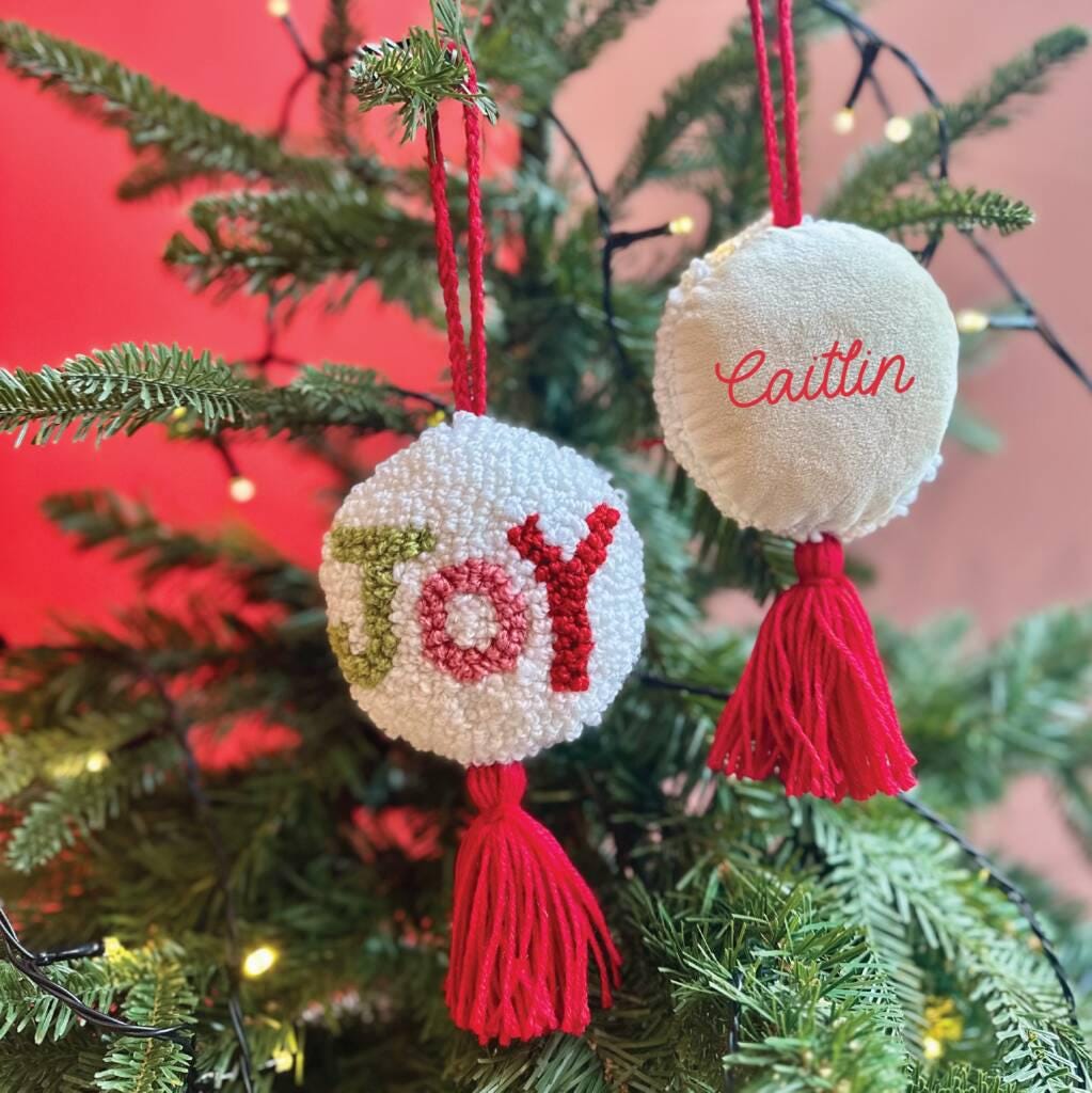 Personalised Joy Hook Christmas Bauble