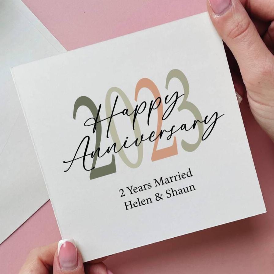 Personalised 2nd Anniversary Year Card
