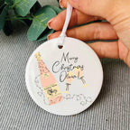 Personalised Turkey Wine Ceramic Christmas Bauble