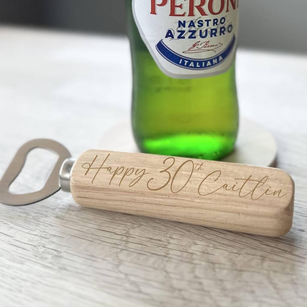 Personalised Wooden 30th Birthday Bottle Opener